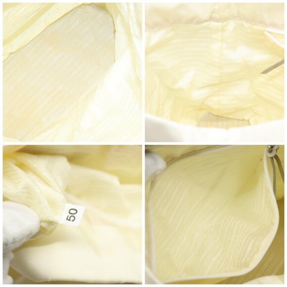 PRADA Hand Bag Nylon Cream Silver Auth EC470 - Picture 14 of 15